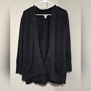croft & barrow Black Open Front Cardigan with Pockets